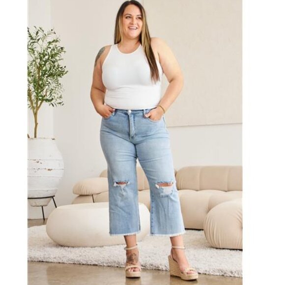 RFM Tummy Control High Waist Raw Hem Denim Shorts main image 0